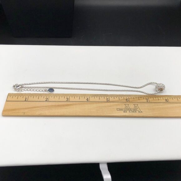 Charter Club Necklace Pave Ice Crystal Ball Pendant 18 inch Silver Tone Chain - Picture 6 of 6